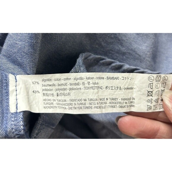 Zara Blue Ruffle Tiered Layered 3/4 Sleeve Snap Front Blouse Size S Boho - Picture 10 of 10